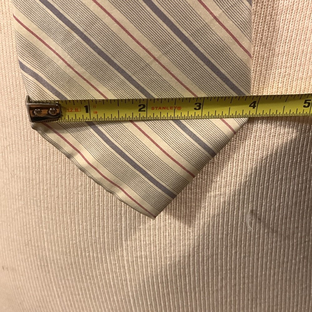 80’s YSL YVES ST LAURENT 100% SILK STRIPED DIAGONAL NECKTIE - Picture 8 of 11